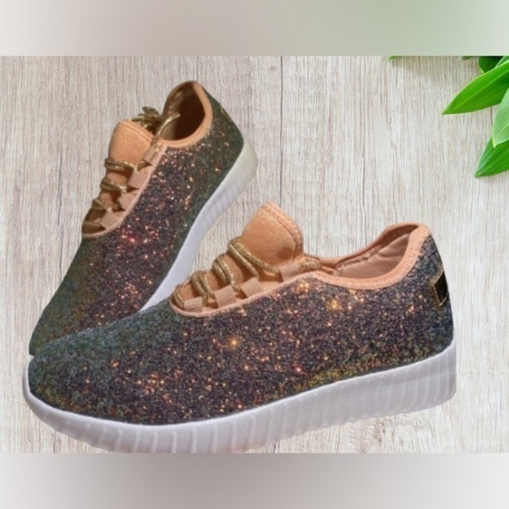 Pink / green glitter Sparkly sneakers Shoes